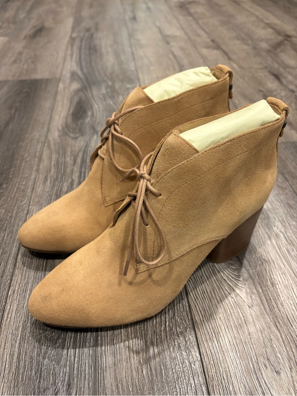 French Connection Women's Tan Suede Lace-Up Ankle Boots